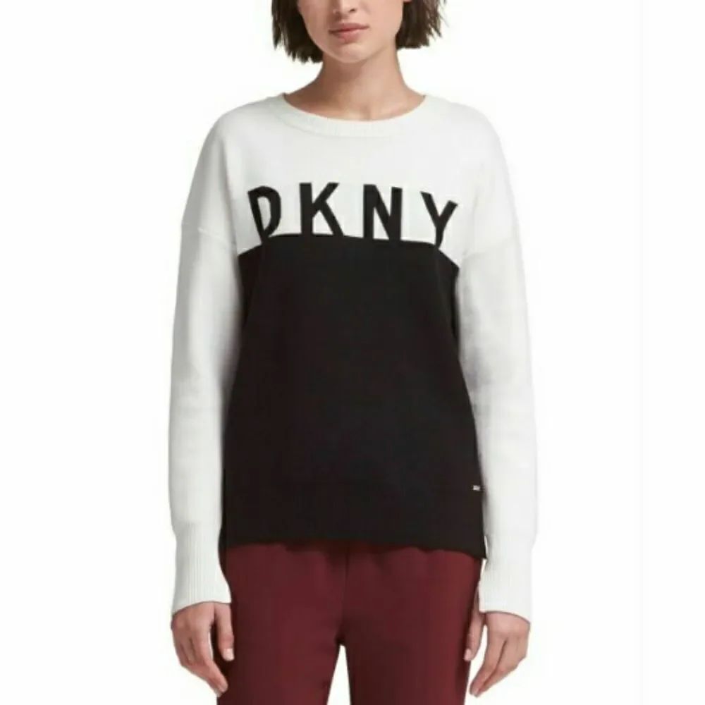 DKNY logo crewneck sweater colorblock